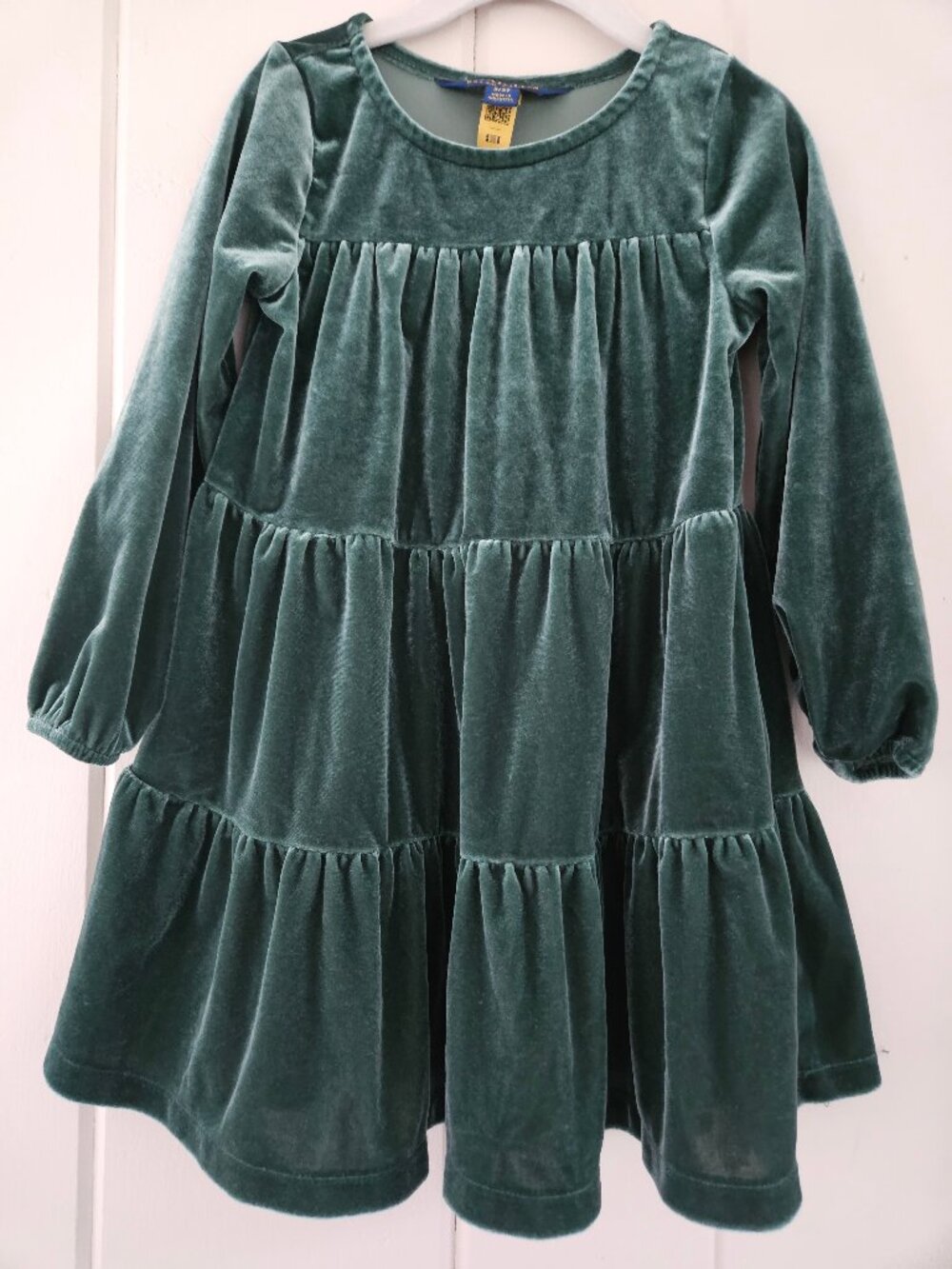 Polo Ralph Lauren 3T Toddler Girls Green Velour Velvet Tiered Dress